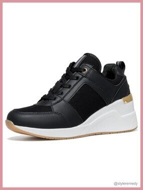 Wedge Sneakers Women Knit Lace-Up Fashion Walking Tennis Shoes